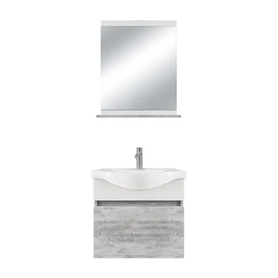 Set mobilier baie Selcuk suspendat 3 piese gri deschis 65 cm