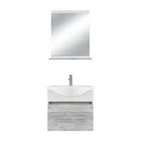 Set mobilier baie Selcuk suspendat 3 piese gri deschis 65 cm