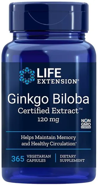 Ginkgo Biloba Certified Extract, 120 mg, 365 capsule, Life Extension