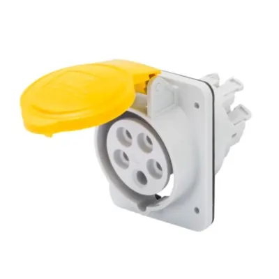 Priza industriala incastrata 10° HP - IP44/IP54 - 2P+E 32A 100-130V 50/60HZ - YELLOW - 4H - FAST WIRING