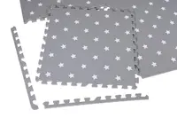 Covoras puzzle Knorr Toys Stelute Gri 178x120 cm din spuma moale Eva cu 18 piese de margine suplimentare, izolator si antiderapant, 0 luni+