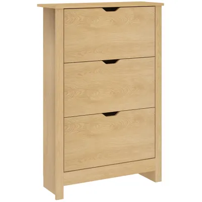 HOMCOM Dulap Slim pentru 18 Pantofi, 3 Sertare cu 2 Rafturi Reglabile Lemn | Aosom Romania