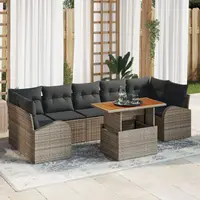 Set de canapele pentru gradina Gossi cu perna gri din ratan poli, canapea pentru gradina Gossi cu 2 locuri si spatiu de depozitare & perna gri din ratan poli