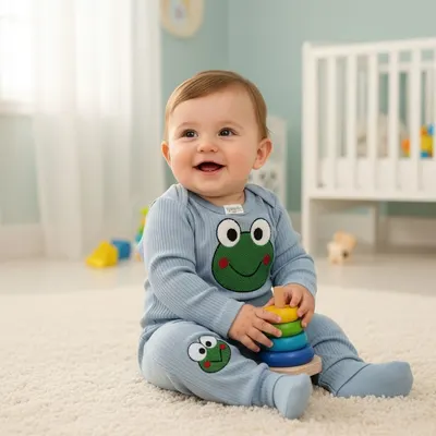 Compleu bebe Engros format din trei piese cu broscuta