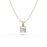 Lant cu pandantiv din aur galben cu diamant princess solitaire de 0.3ct