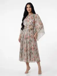 Rochie eleganta din voal cu imprimeu floral