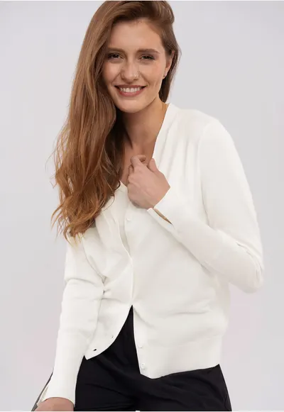Cardigan S-Vivi pentru femei - scurt - crem - Alb crem