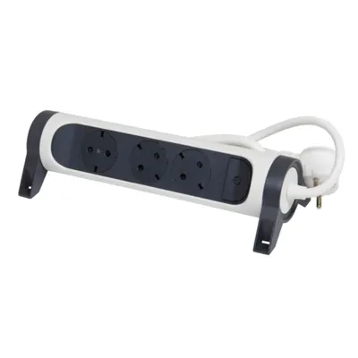 Prelungitor Schuko 3x2p+t Premium Rotativ si Fixabil 1,5m 1,5mm2 Alb/negru