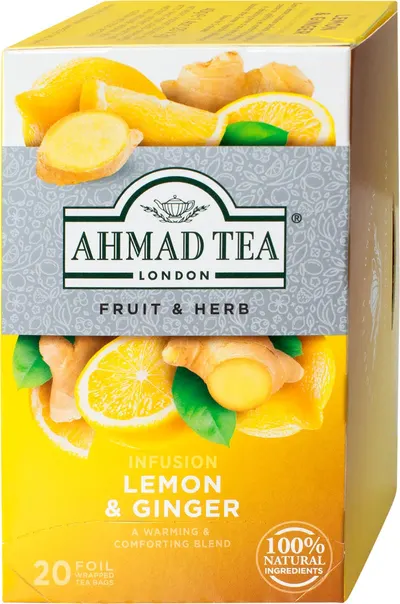 Lemon & Ginger Ceai de fructe, 20 de pliculețe, Ahmad Tea