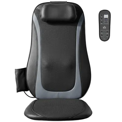 HOMCOM Scaun de Masaj cu Încălzire, Shiatsu și Frământare pentru Spate, Vibrație pentru Șolduri și Coapse, Negru | Aosom Romania