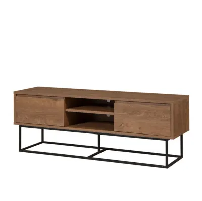 Comoda TV RODEZ, nuc + negru, 140x40x50 cm