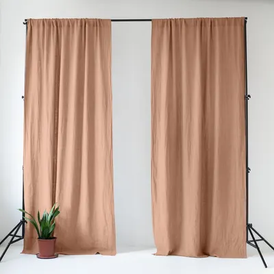 Draperie roz-maro din in 140x300 cm Cafe Creme – Linen Tales