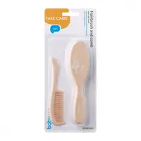 Set perie cu peri moi si pieptene Bej
