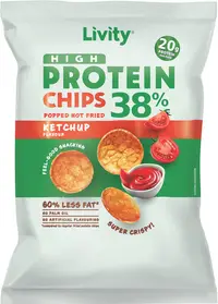 Chips proteic cu ketchup, 52 g, Livity