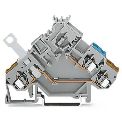 2-conductor actuator terminal block; with colored conductor entries; 2.5 mm²; CAGE CLAMP®; 2,50 mm²; gray