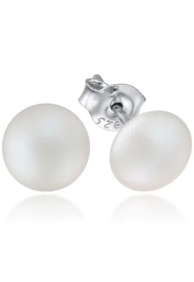 Cercei Argint 925 placat cu rodiu cu cristale Swarovski® Pearl 8mm Pearlescent White - Surub