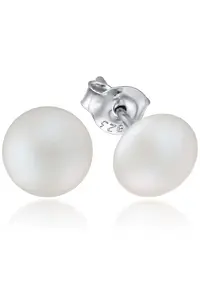 Cercei Argint 925 placat cu rodiu cu cristale Swarovski® Pearl 8mm Pearlescent White - Surub