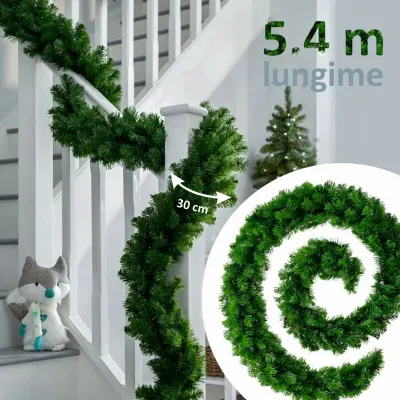 Ghirlanda decorativa Luxury Pine din crengi de brad artificial, lungime 5.4 m, ace 3D, decor Craciun