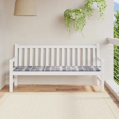 vidaXL Pernă bancă de grădină, gri carouri, 180x50x3 cm, textil Oxford