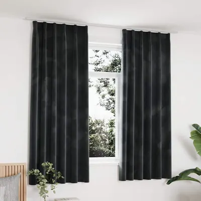 vidaXL Draperii opace, 2 buc., antracit, 140x175 cm, catifea, cârlige