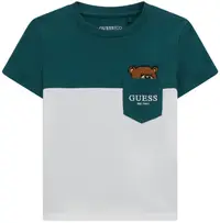 Tricou cu mânecă scurtă Guess - Cu urs maro, multicolor, 18 luni
