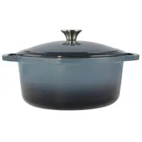 Oala din Fonta Emailata cu Capac, 28 cm, 7 l, Albastru, Perfect Home