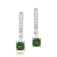 Cercei din aur alb cu cromdiopsid princess de 0.813ct si diamante de 0.057ct