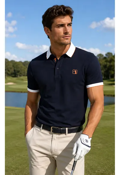 Tricou polo din bumbac cu guler contrastant