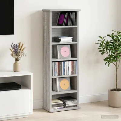 vidaXL Dulap pentru CD-uri Sonoma gri 60 x 17 x 92 cm Lemn prelucrat