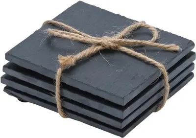 Suporturi pătrate din șist Estia - 4 buc, 10 x 10 cm