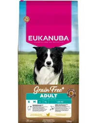 EUKANUBA Grain Free Adult Small &amp; Medium Chicken Hrană fără cereale pentru câini adulți de talie mică și medie cu carne de pui 12 kg