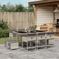 Gossi set mobilier de gradina cu perne 11 piese gri deschis poliratan