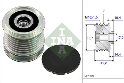 Fulie Alternator Mercedes C (cl203), C T-Model (s203), C T-Model (s204), C (w203), C (w204), Clc (cl203), Clk (a209), Clk (c209), E T-Model (s212), E (w212), Slk (r171) 1.6-1.8lpg