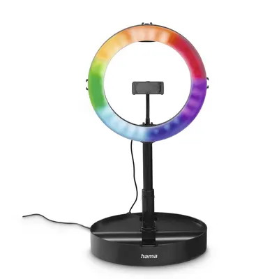Lampă LED ring Hama – FoldUp RGB 102, pliabilă, neagră