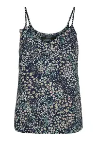 Top cu decolteu in V si imprimeu floral - Bleumarin