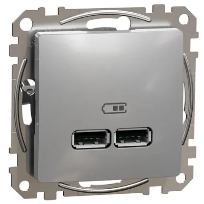 Priza incarcare USB A+A 2.1A , Schneider, SDD113401, Sedna Design, aluminiu