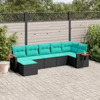 Gossi set canapele de gradina cu perne, 7 piese, negru, poliratan