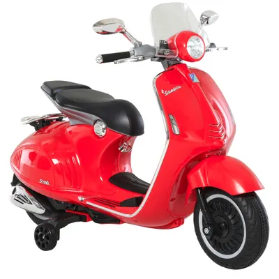 HOMCOM Motocicletă Electrică pentru Copii 3+ Ani, Motocicletă Jucărie din PP și Oțel cu 2 Roți Suplimentare, 108x49x75 cm, Roșie | Aosom Romania