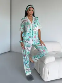Set pijama dama din doua piese, cu nasturi – 2500387, City Escape