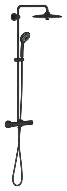 Sistem dus Grohe Euphoria 260, aparent, termostat, 260 mm, 3 functii, mat, negru, 27615KF2