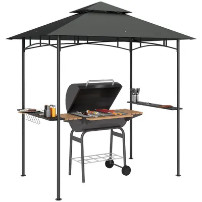 Outsunny Pavilion de grătar cu LED 240 x 150 x 258 cm rezistent la apă, ignifug, pavilion de grătar cu acoperiș dublu | Aosom Romania