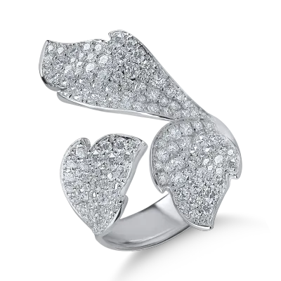 Inle floral din aur alb cu diamante de 1.94ct