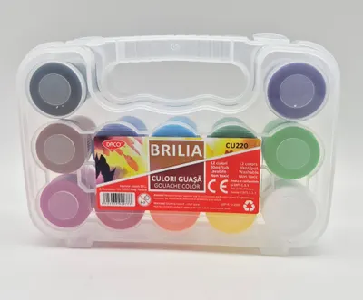 Acuarele Engros, Guașă 12 Culori Brilia Daco
