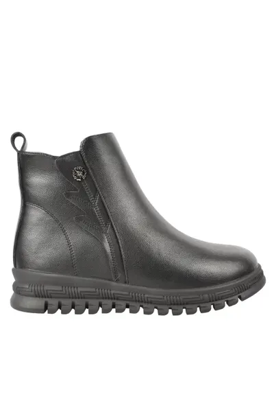 Ghete casual - dama - J850013A - negru - piele naturala - Negru