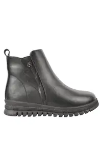 Ghete casual - dama - J850013A - negru - piele naturala - Negru