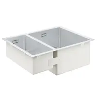 Chiuveta bucatarie Grohe K700 31576SD1, 58.5 x 44 cm, montare sub/pe blat, 2 cuve, set scurgere, antifonare, Inox