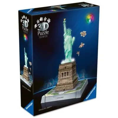 Ravensburger - Puzzle 3D iconic Statia Libertatii cu LED 108 piese model de colectie in miniatura