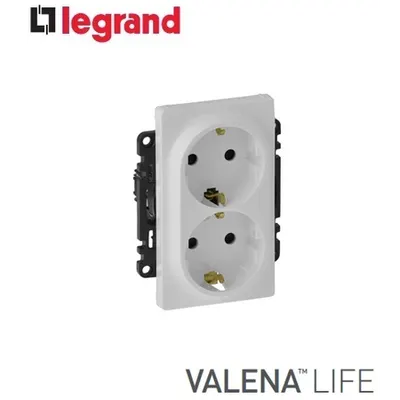 Priza schuko dubla 16A Alb Legrand Valena