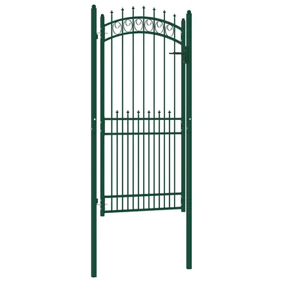 vidaXL Poartă de gard EMMEN cu țăruși din oțel, verde, 104x147 cm