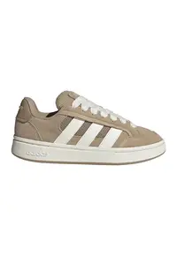 Pantofi sport Grand Court Alpha din piele intoarsa cu garnituri din piele ecologica - Alb/Maro deschis